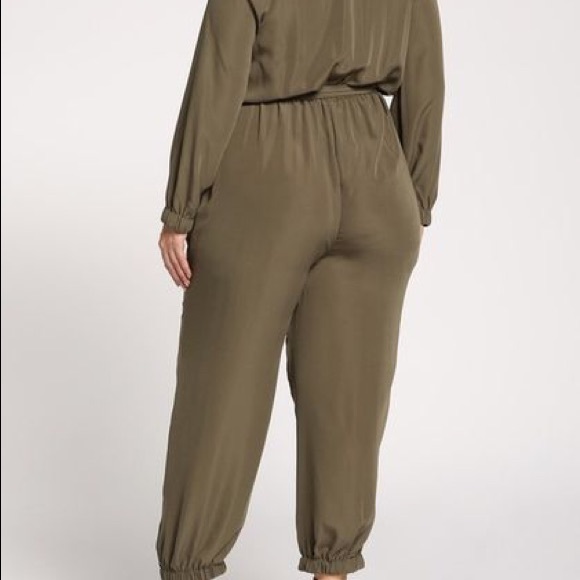 ONLY 3X LEFT!! Curvy Jumpsuit in Moss Color Only - Picture 4 of 6